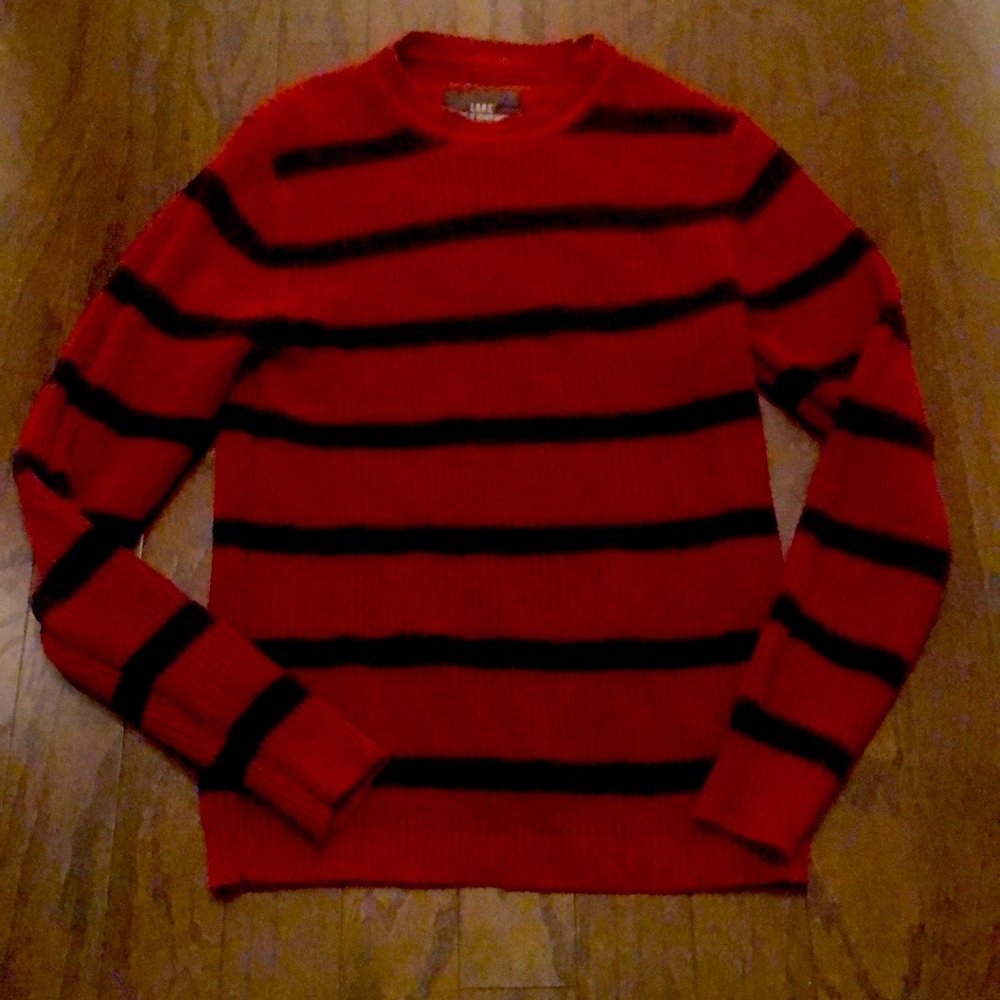 Burgundy and navy striped sweater